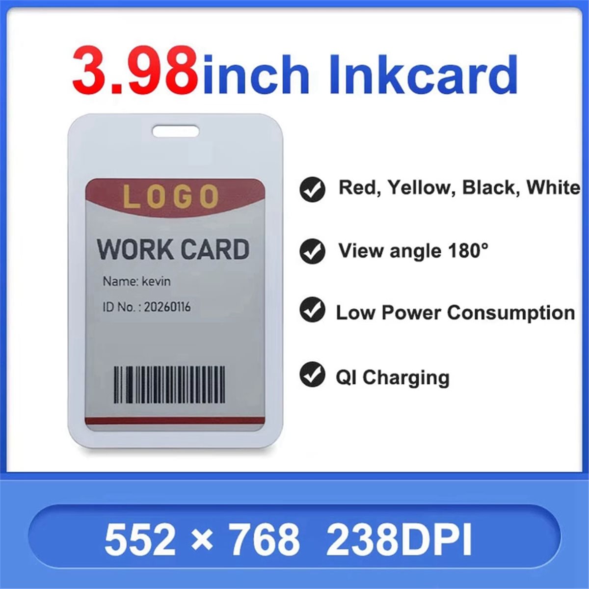 Power Tools With Names - (A99Z) 3.98 インチ ディスプレイ 4 色電子ペーパー従業員バッジ出展者