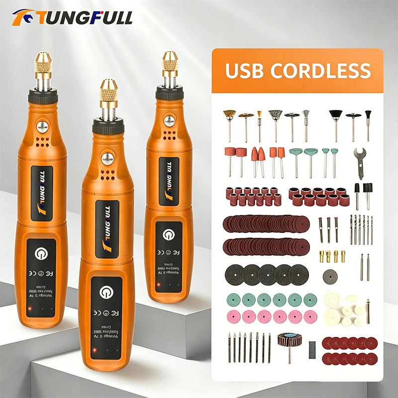 Power Tools Sheets - TUNGFULL ミニ電動グラインダー ワイヤレス充電式電動ドリル ドリルマシン ツールキット付き 木彫りツール