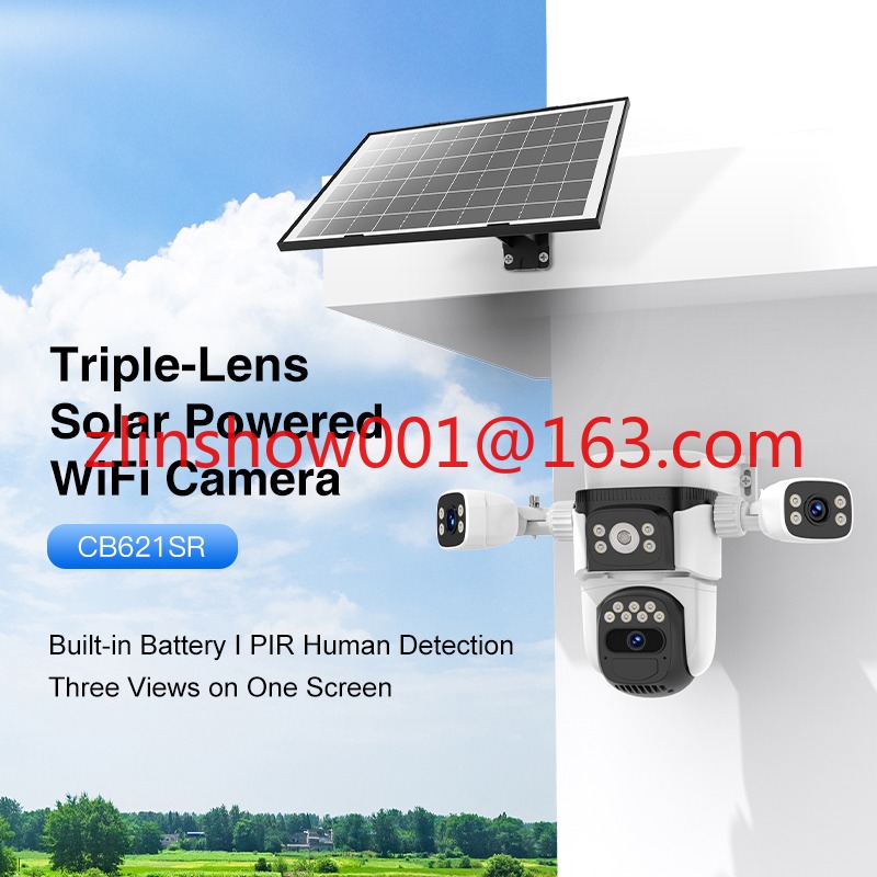 Power Tools Ai - 9MP デュアルバンドWiFi 360 ° ソーラー式PTZカメラ 3レンズ